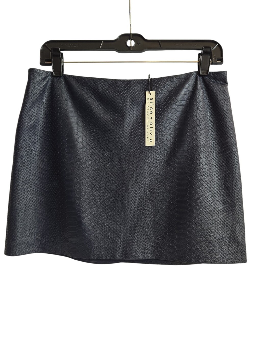 Alice + Olivia 'Neville' Embossed Leather Mini-Skirt, Sapphire Blue